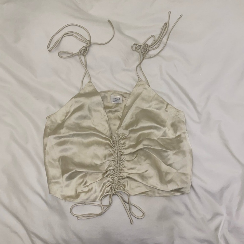 Silk bow tied cropped Wilfred tank